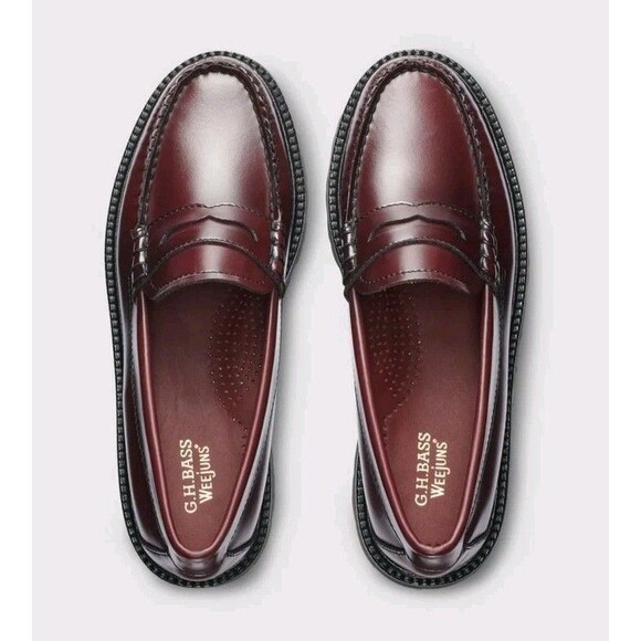 NWOB GH Bass WHITNEY SUPER LUG WEEJUNS LOAFER Size 9.5 Women In Wine MSRP $185 - Picture 1 of 10